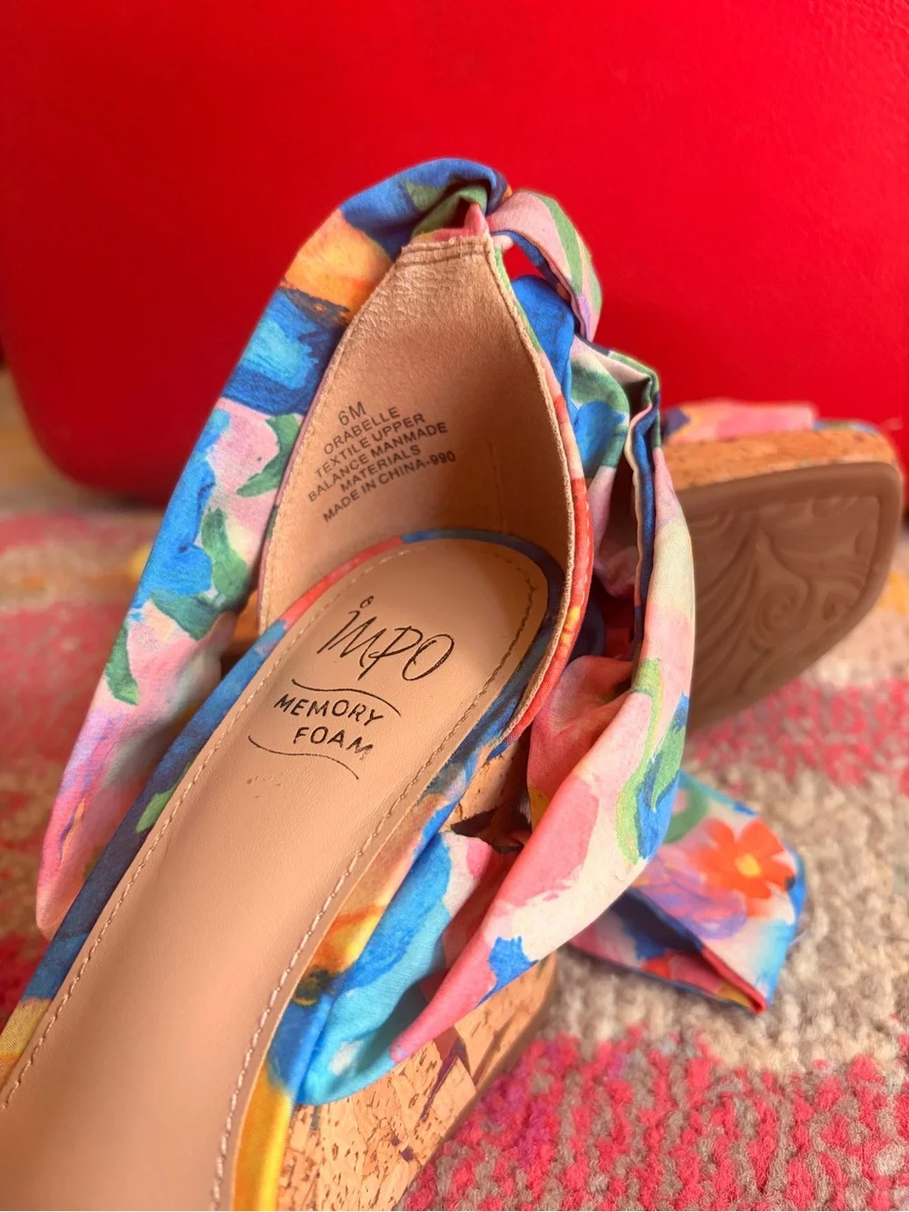 IMPO Omyra Lace Up Wedge Sandals - Women’s 6 - Multicolor Floral